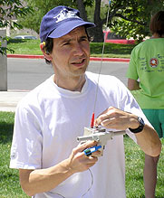 Bryan Ackerly VK3YNG checking his 80m receiver