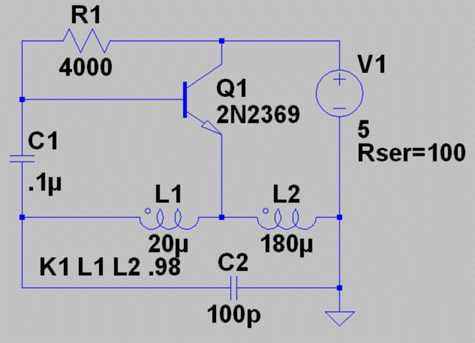 Schematic of squegging oscillator